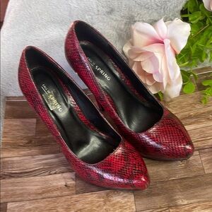 Call It Spring Red Snakeskin Heels